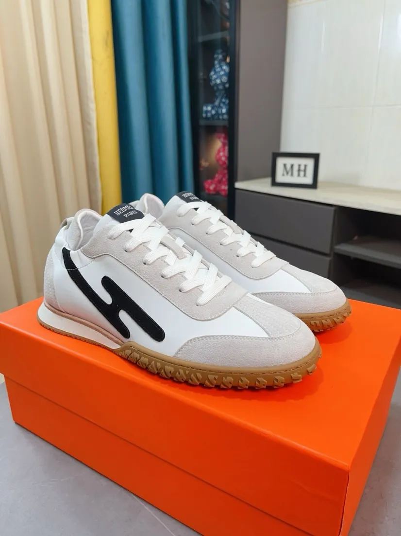 Men's shoes 💰480🌸🌸[HERMES] Hermès sneakers, the upper is made of calfskin and suede, imported materials, full of texture, the lightweight sole is decorated with contrasting patterns, creating a versatile fashion style. Size: 38-44, 45 customized